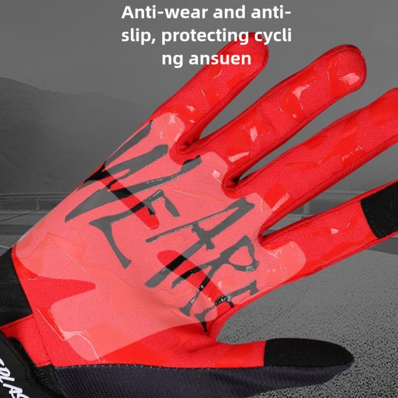 Sporty Unisex's Letter & Coloblock Print Cycling Gloves, Non-Slip Breathable Velcro Design Bicycle Gloves, Sports Gloves for Men & Women, Outdoor Sports Accessories for Cycling, Motorcycle, Outdoor