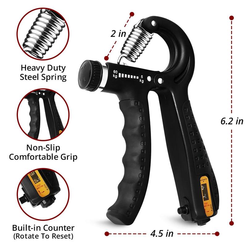 Hand Grip Strengthener Trainer with Adjustable Resistance 10-130lbs (4.5-59kg), Forearm Hand Grip Strength Exerciser for Muscle Building, Injury Recovery, and Therapy Stress Relief