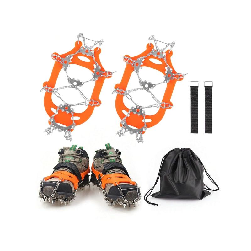 1 Pair Crampons Ice Cleats Traction Snow Grips Anti Slip 23 Stainless Steel Spikes Safe Protect For Hiking Fishing Walking