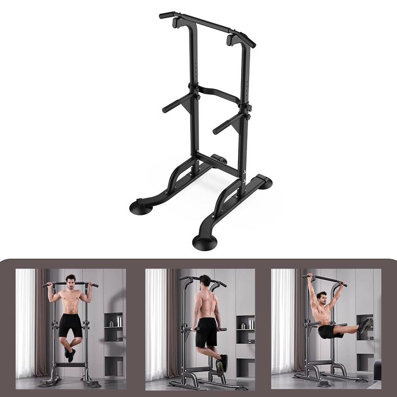 FITLASH Power Tower Workout Dip Station Pull Up Bar, Height Adjustable Multi-Function Dip Stand for Home Gym Strength Training Fitness Equipment