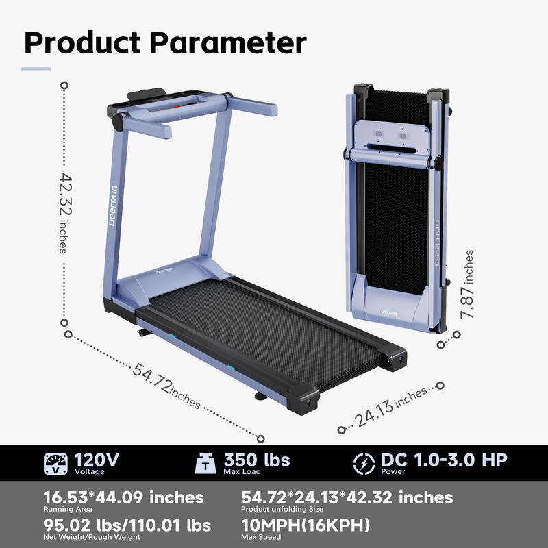 PitPat A1 Pro Incline Smart Treadmill Pace 16km 3.5HP Professional Fitness Equipment with Incline Handrail Column Folding with 350 LBS