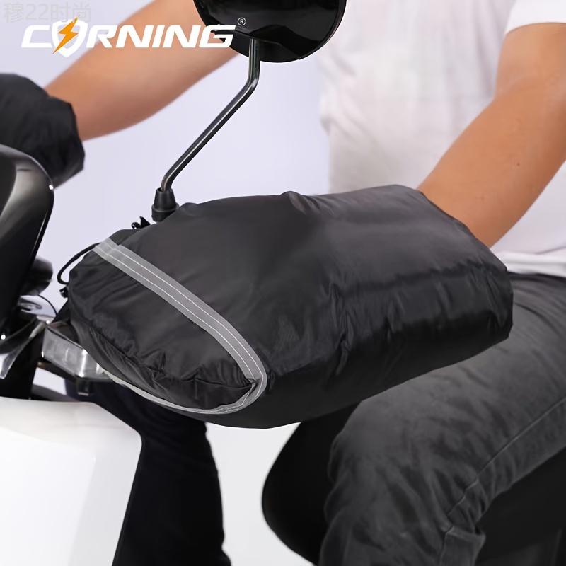 Thick CORNING Winter Motorcycle Gloves - Waterproof, Machine Washable Handlebar Covers for Electric Bikes & Outdoor Riding