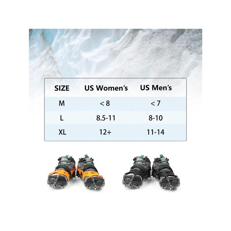 1 Pair Crampons Ice Cleats Traction Snow Grips Anti Slip 23 Stainless Steel Spikes Safe Protect For Hiking Fishing Walking