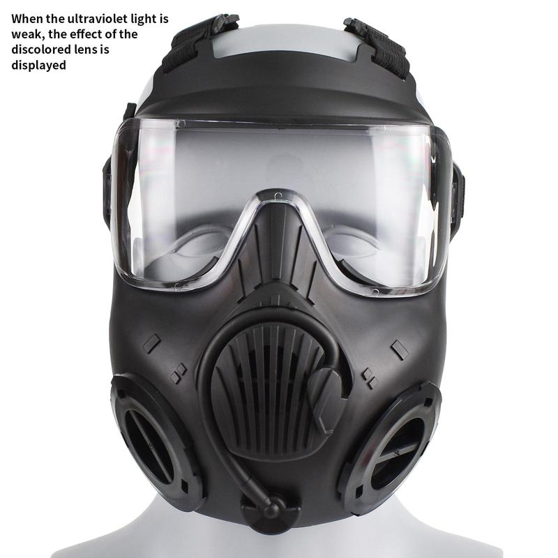 Full Face Mask, Face Cover with Ventilation Holes & Adjustable Strap & Sponge Nose Pad & Color-changing PC Reinforced Lens, Real-life CS Tactical Equipment