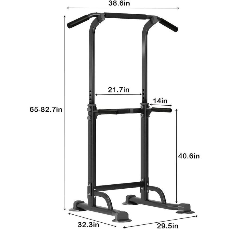 FITLASH Power Tower Workout Dip Station Pull Up Bar, Height Adjustable Multi-Function Dip Stand for Home Gym Strength Training Fitness Equipment