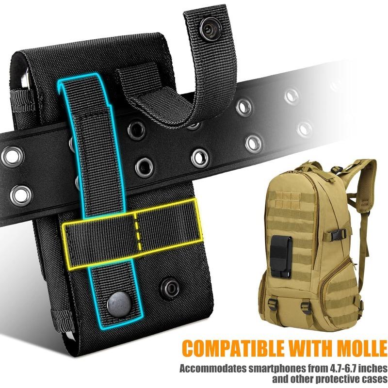 Tactical Molle Phone Cover Case, Heavy Duty Loop Belt Holster Pouch with Flag Patch for iPhone 15 Pro Max 15 Pro 14 Pro Max 13 Pro Max 12 Pro Max 11 Pro Max