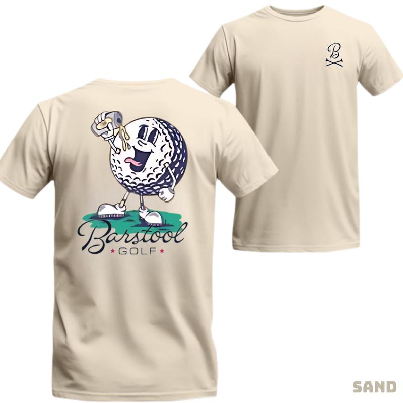 Barstool Golf T-Shirt - Show Your Love for Golf with Fun and Playful Golf Ball Character Graphic, Perfect for On and Off the Course, Soft and Comfortable Fabric, Unisex.