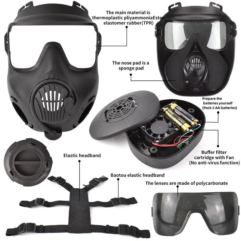 Full Face Mask, Face Cover with Ventilation Holes & Adjustable Strap & Sponge Nose Pad & Color-changing PC Reinforced Lens, Real-life CS Tactical Equipment