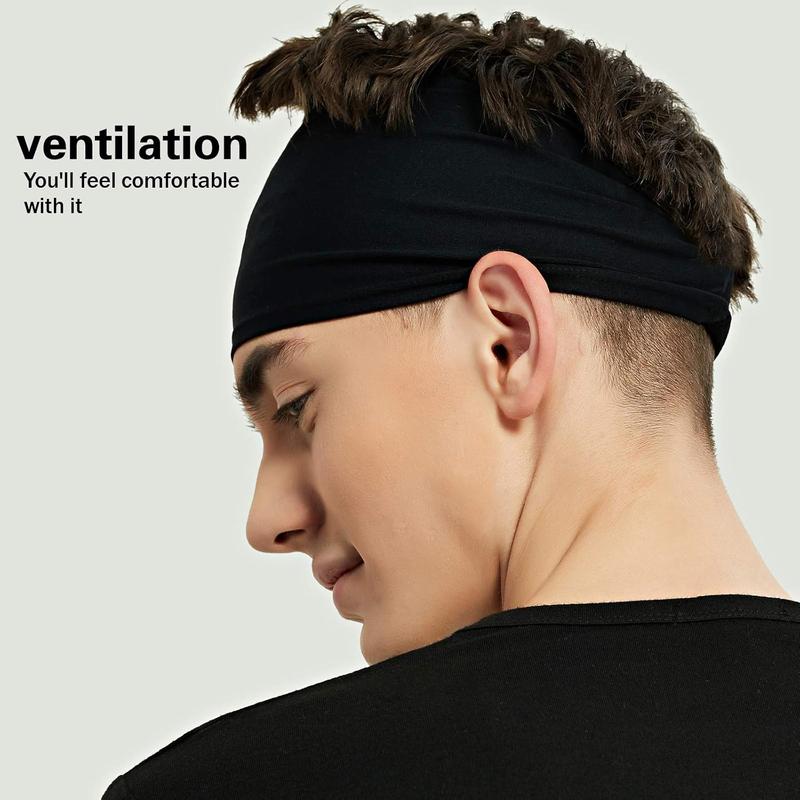 Men's Sports Headband (5-Pack), Moisture Wicking Workout Headband, Running, Cycling, Football, Yoga, Hair Bands for Women and Men