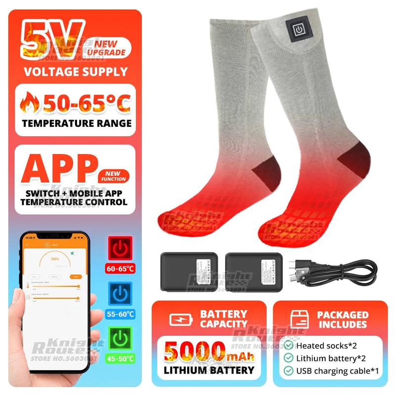 Winter Heated Socks 5000mAh APPControl Thermal Socks Women Men Heating Foot Warmer Electric Fever Socks Hiking Ski Warm  Outdoor