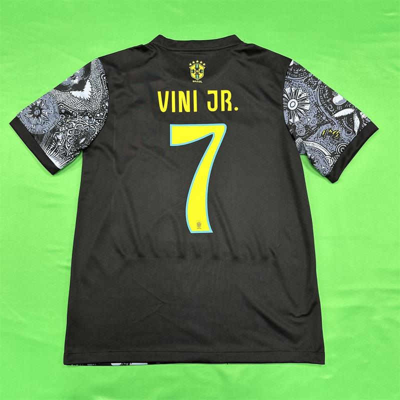 Nike 2425 Brazil Black Short Sleeve Special Edition Redeemer Five Star Soccer Jersey