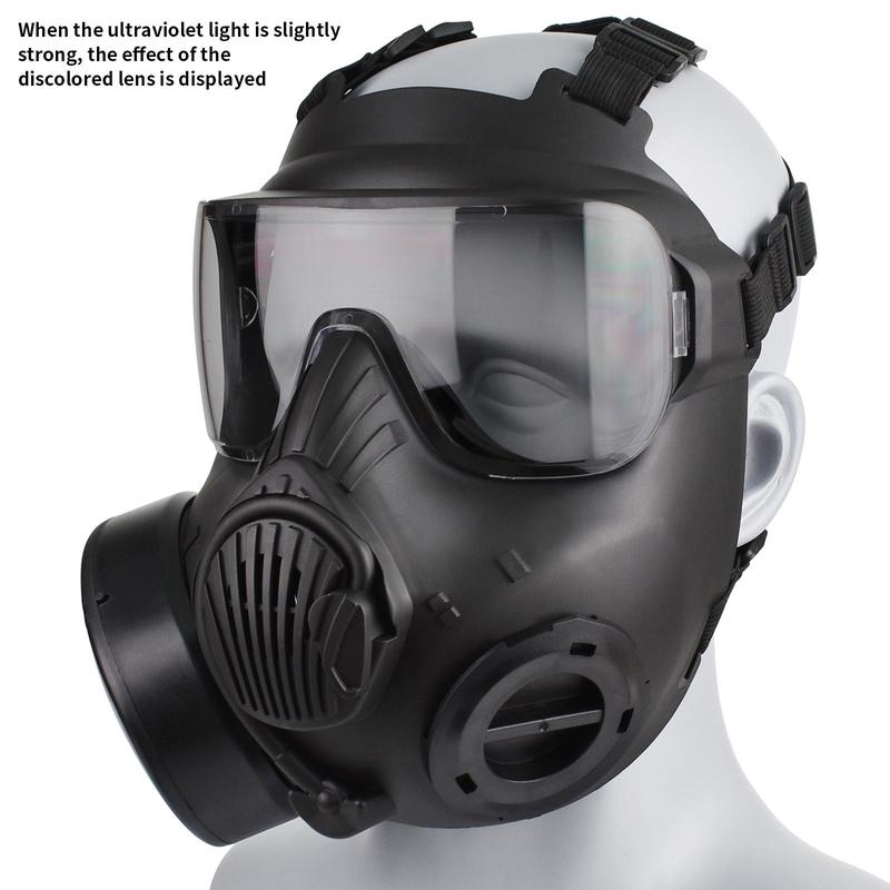 Full Face Mask, Face Cover with Ventilation Holes & Adjustable Strap & Sponge Nose Pad & Color-changing PC Reinforced Lens, Real-life CS Tactical Equipment