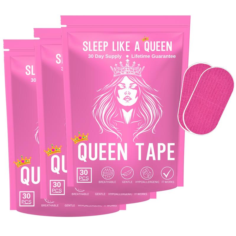 Queen Mouth Tape - 3 month supply mouth tape, pink, gentle, adhesion, 30 Strips, sports accessories,