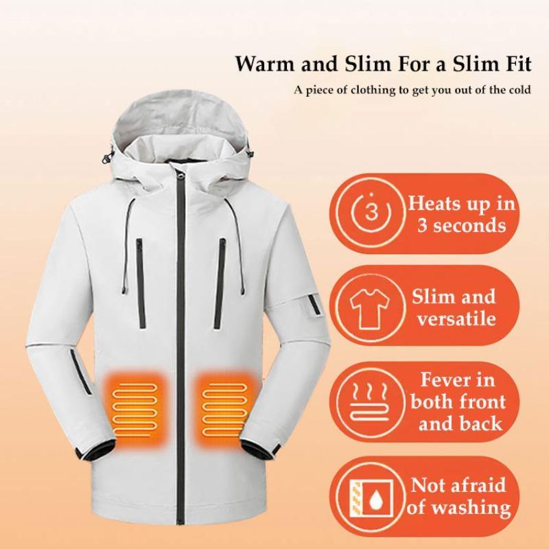 USB Rechargeable Electric Heating Jacket, Winter Windproof Heated Jacket with Battery, Outdoor Hiking Jacket, Smart Protective Gear for Men & Women, Christmas Gift, Coats for Winter 2024