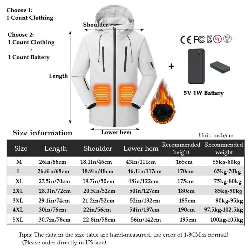 USB Rechargeable Electric Heating Jacket, Winter Windproof Heated Jacket with Battery, Outdoor Hiking Jacket, Smart Protective Gear for Men & Women, Christmas Gift, Coats for Winter 2024