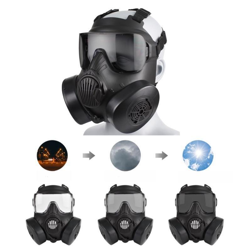 Full Face Mask, Face Cover with Ventilation Holes & Adjustable Strap & Sponge Nose Pad & Color-changing PC Reinforced Lens, Real-life CS Tactical Equipment