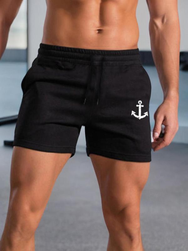 Men's Summer Clothes, Graphic Pocket Drawstring Shorts, Fashion Regular Fit Elastic Waist Shorts for Summer, Men's Bottoms for Gym Workout Running Exercise