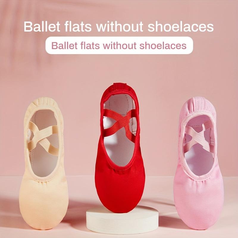 Girls' Solid Ballet Shoes Dance Shoe, Children's Dance Shoe, Comfortable and Breathable Adjustable Sneaker, Providing Children with Better Performance