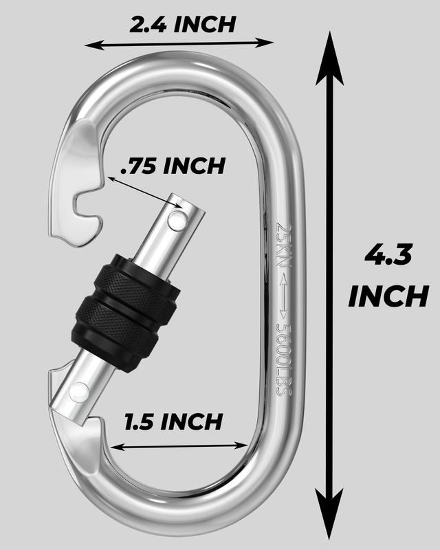 Carabiner Heavy Duty - 4.3 Inch Locking Carabiner Clip, Large Carabiner Clip, Heavy Duty Carabiner, Hammock Hooks, Carbineers, Extra Large Carabiner, Steel Carabiner, Oval Carabiner