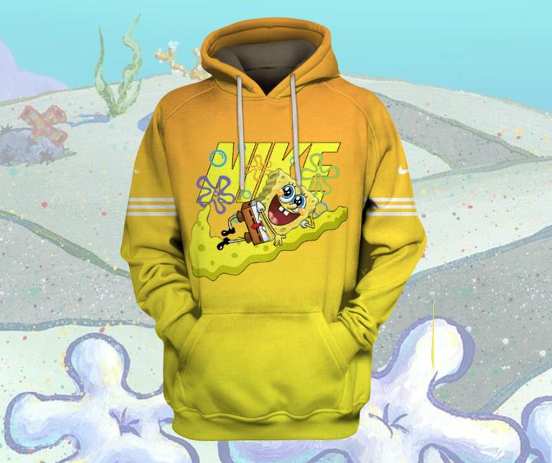 Limited SpongeeBob SquarePants Yellow Hoodie Jogging Sweatpants Sweatsuits Sportswear for Men