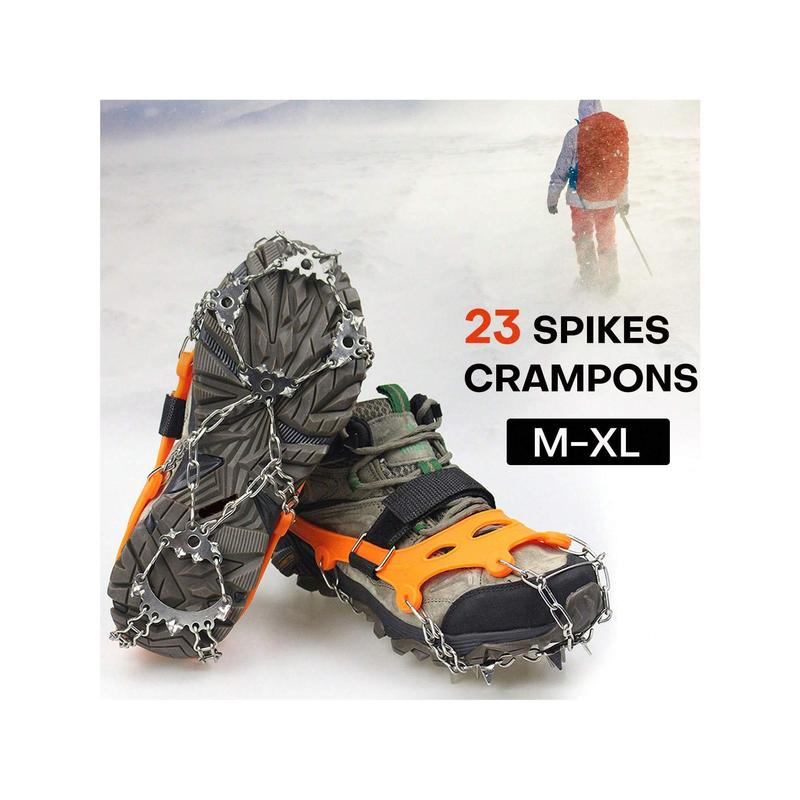 1 Pair Crampons Ice Cleats Traction Snow Grips Anti Slip 23 Stainless Steel Spikes Safe Protect For Hiking Fishing Walking