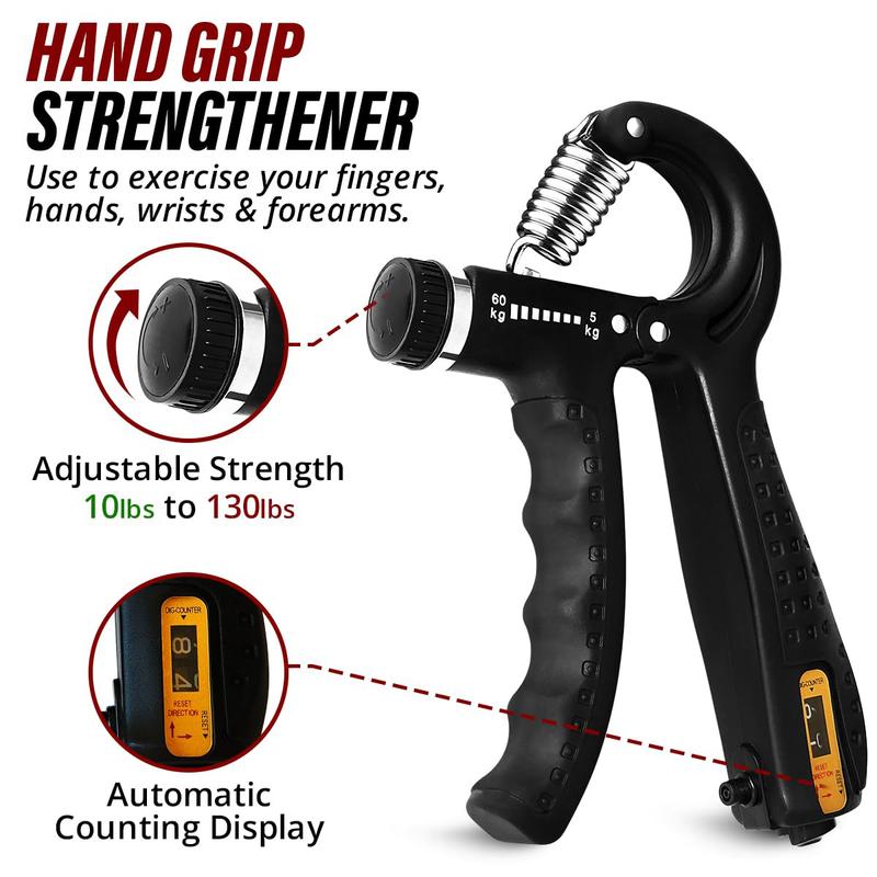 Hand Grip Strengthener Trainer with Adjustable Resistance 10-130lbs (4.5-59kg), Forearm Hand Grip Strength Exerciser for Muscle Building, Injury Recovery, and Therapy Stress Relief