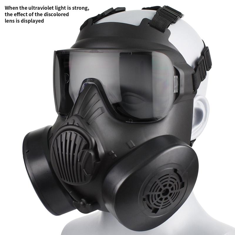 Full Face Mask, Face Cover with Ventilation Holes & Adjustable Strap & Sponge Nose Pad & Color-changing PC Reinforced Lens, Real-life CS Tactical Equipment