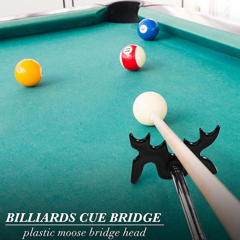 Retractable Billiard Cue Stick Bridge with Bridge Head, Billiard Pool Cue Accessory for Pool Table,Bridge Head,Black US