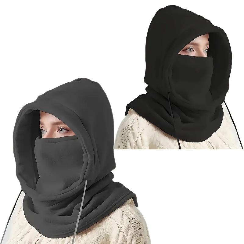 Unisex Winter Balaclava Knit Hood - Windproof Ski Mask with Drawstring, Motorcycle Riding Headgear, Warm Knitted Cap for Cold Weather Activities, Textile Material Content Over 80% - Hand Washable or Professionally Dry Cleaned