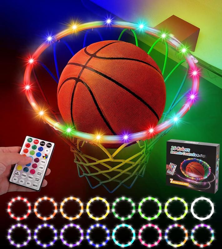 LED Basketball Hoop Light, Waterproof Super Bright Basketball Rim Lights,Remote Control 16 Colors and 7 Lighting Flicker Change, for Night Outdoor Basketball Games and Christmas Giftss