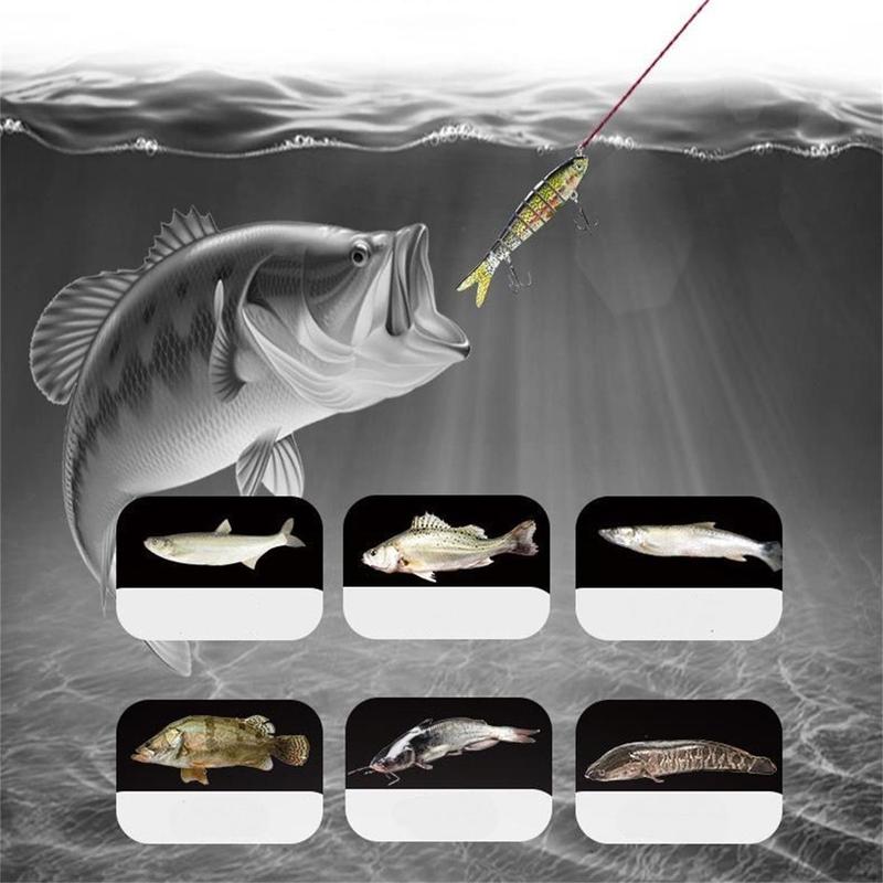 Artificial Fishing Lure, Multi-jointed Fish Shaped Bionic Bait, Soft Sinking Bait with Double Hook, Outdoor Fishing Tackle