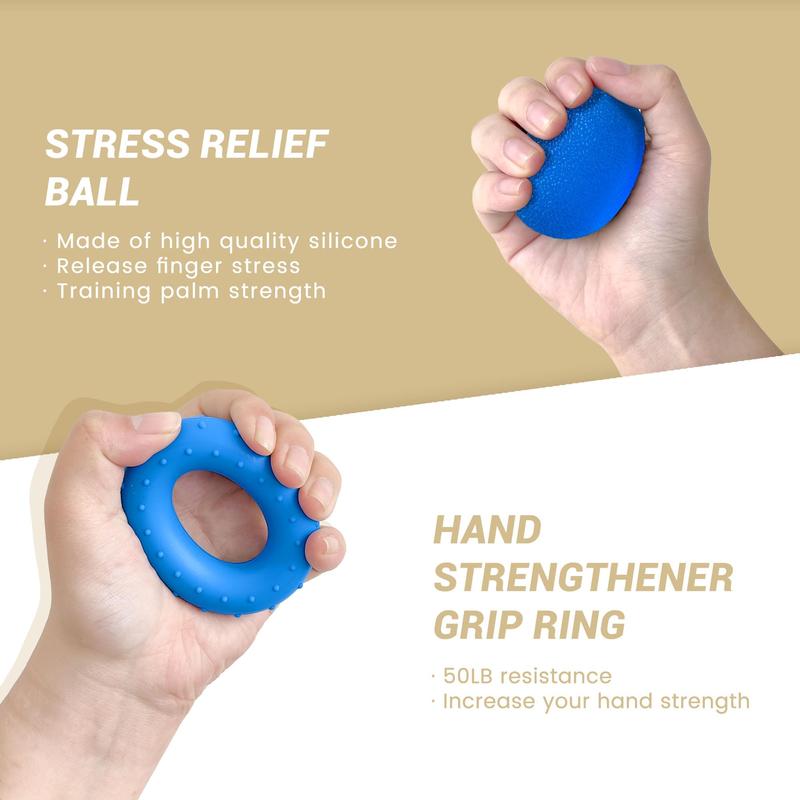 New Grip Strength Trainer Kit (5 Pack), Hand Squeezer Adjustable Resistance, Forearm Strengthener, Finger Stretcher, Grip Ring, Injury Recovery,Relief Ball and Finger Exerciser for Men and Women forearm trainer