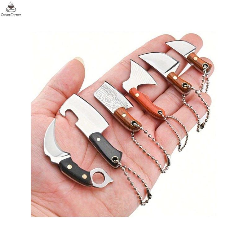 Cocoa Corner     6Pcs Mini Knife Set Tiny Knives With Sheaths Chef Knife EDC Bottle Opener Keychains Small Cleaver Pocket Knife With Sharpener Outdoor Fishing Tools