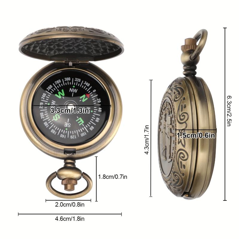 Retro Pocket Watch Compass, Luminous Indicator, Compact Outdoor Navigation Tool for Climbing, Adventure, Hiking