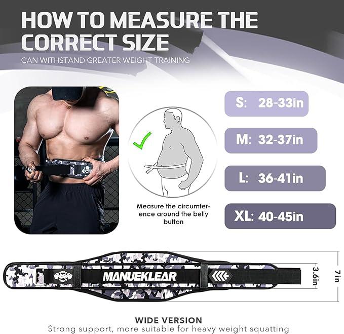 Weight Lifting Belt, Lifting Belts for Women Men, MANUEKLEAR Weightlifting Belt Quick Locking Back Support for Bodybuilding, Fitness, Powerlifting, Cross Training, Squats, Workout, Exercise