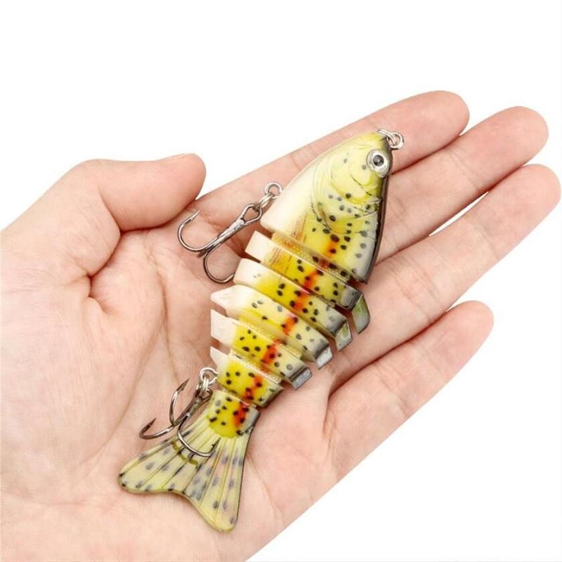 Artificial Fishing Lure, Multi-jointed Fish Shaped Bionic Bait, Soft Sinking Bait with Double Hook, Outdoor Fishing Tackle