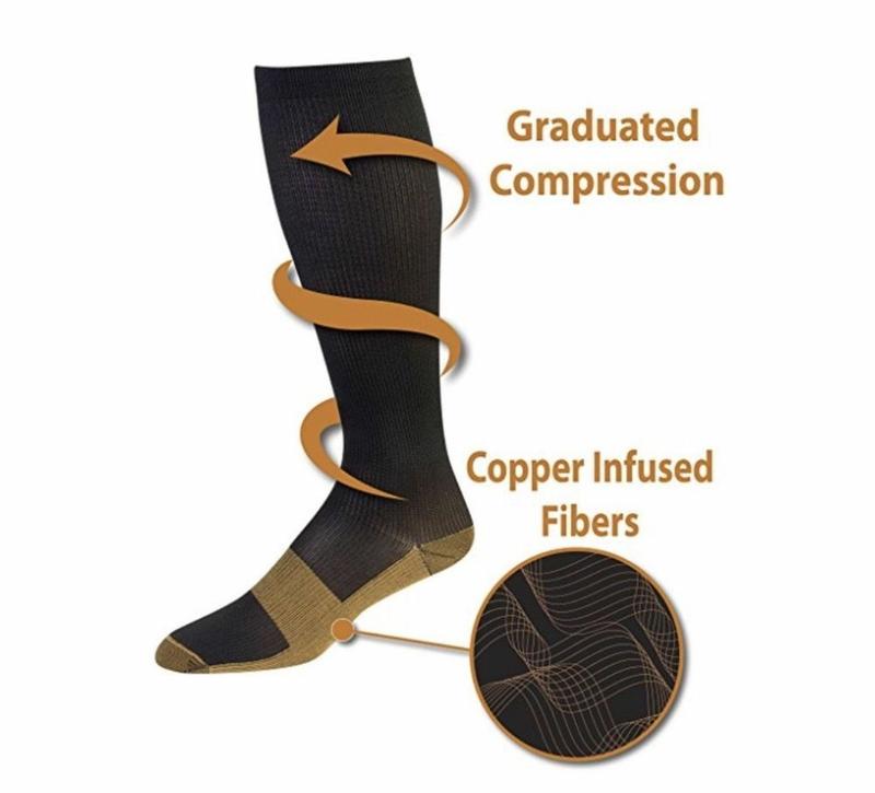 4 Pairs Copper Compression Socks 20-30mmHg Graduated Support Mens Womens S-XXL