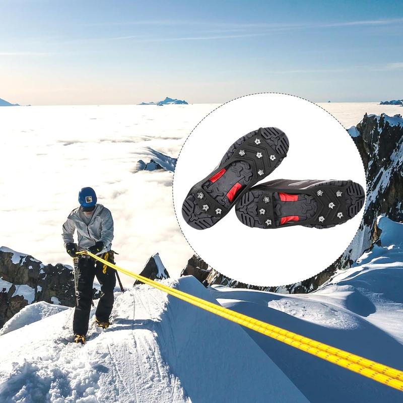 Crampons Spikes, Ice Cleats Non Slip Gripper Spikes with 8 Steel Studs Traction Cleats Grips for Boots Shoes Climbing Mountaineering Hiking Walking on Ice Snow