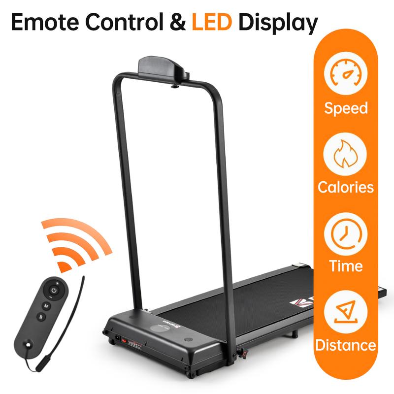 6.2MPH Foldable Walking Pad Treadmill, 2-in-1 Portable Treadmill with Handle Bar, Ideal for Weight Loss and Obese Users – Under Desk Design for Home & Office, Remote Control, Safety Lock, Easy Storage, with 2-Year Warranty