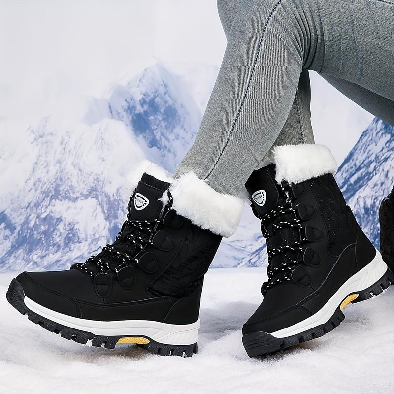 Winter Women's Outdoor Snow Boots, Anti-cold Warm Padded High Top Cotton Boots, Non-slip Comfortable Hiking Boots