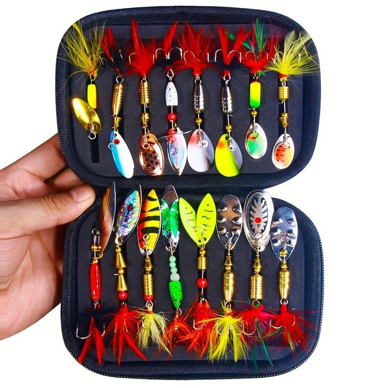 Fishing Spinning Lure Set with Storage Bag (1 Box), Spinning Lures with Hooks, Outdoor Fishing Accessories for Fishing Enthusiasts, Fishing Gear