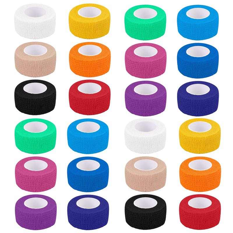 24 Pack Self Adherent Cohesive Wrap Bandages 1 Inches X 5 Yards, Tape, Elastic Self Adhesive Tape, Athletic, Sports wrap Tape, Bandage Wrap for Sports, Wrist, Ankle (Rainbow Color)