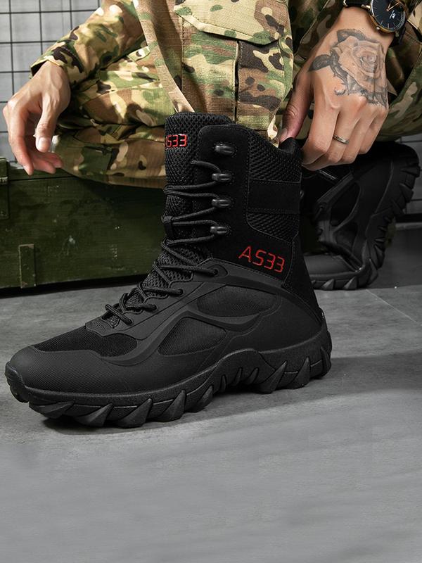 Men's Outdoor Hiking Boots, Casual Sporty Lace Up Non-slip Wear-resistant Boots, Fashionable Combat Boots for Outdoor Activities