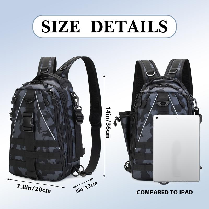 Fishing Backpack Tackle Sling Bag - Fishing Backpack with Rod Holder - Tackle Box Fly Fishing Gifts for Men Women