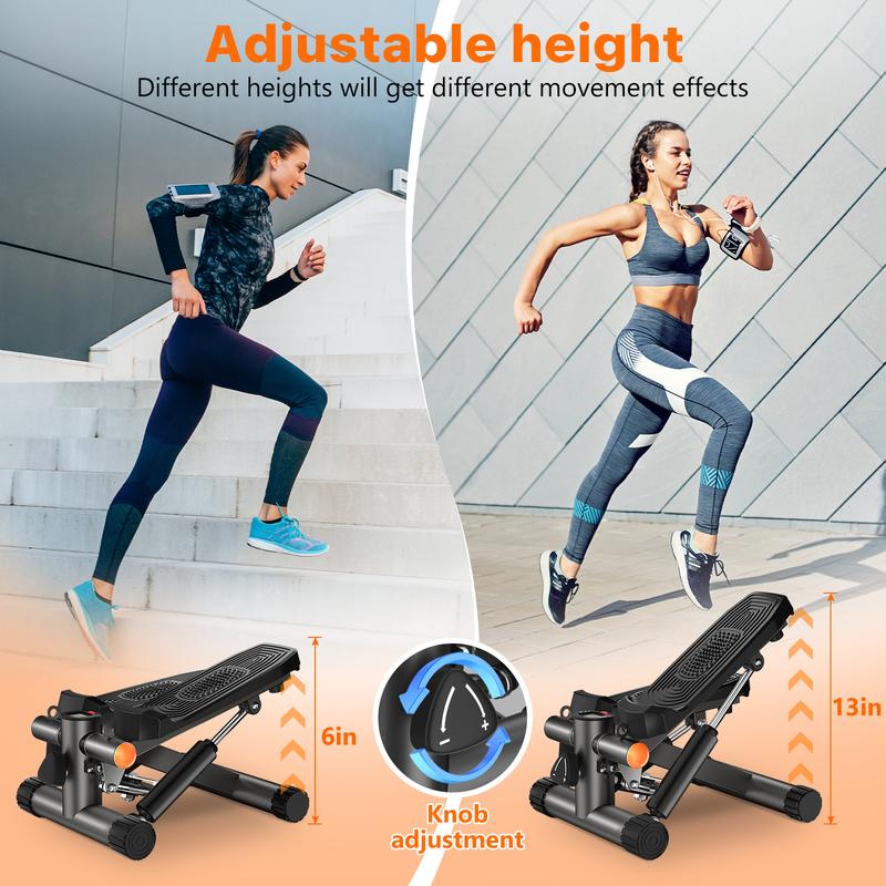 Compact Mini Stepper for Home Workouts: Includes Resistance Bands & LCD Monitor, Supports Up to 330LBS Perfect for Full-Body Exercise