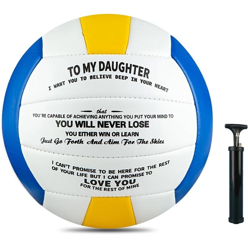 Volleyball Gift for Daughter Personalized Indoor Outdoor  Balls,Engraved Message Volleyballs Official Size 5 Birthday Presents from Mom Dad,with Pump