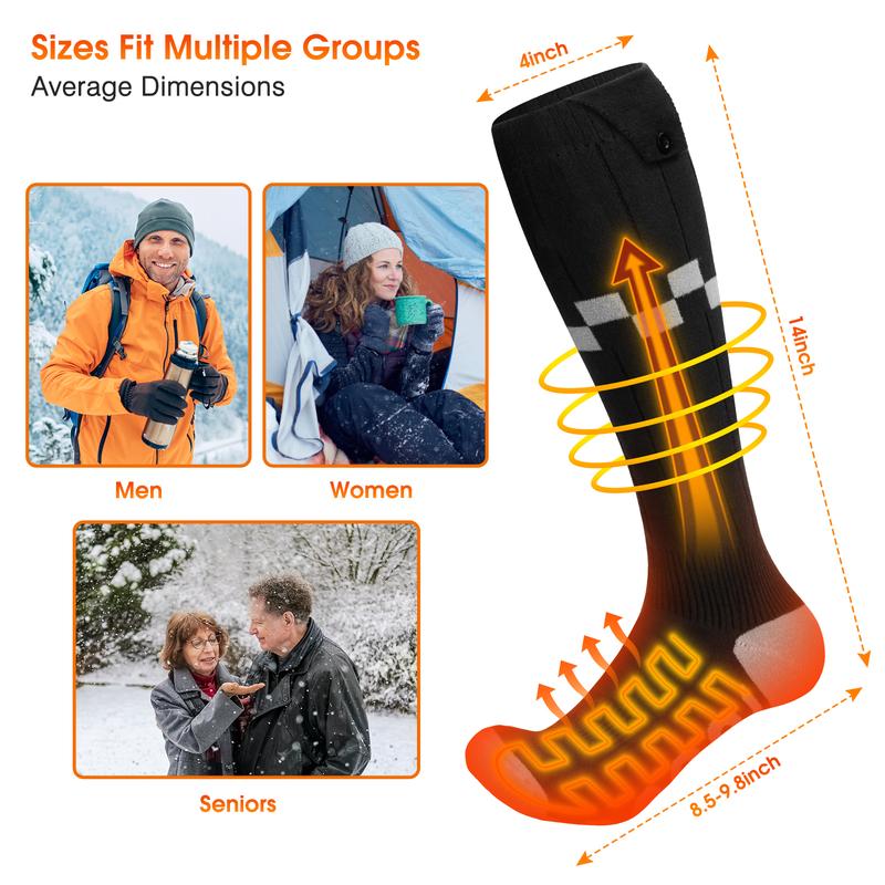 Heated Socks Electric Upgraded Version, 7500mAh Locust Battery Rechargeable Heated Warm Socks, Winter Warm Socks with 4 Heating Settings, Suitable for Winter Outdoor Sports, Best Christmas Gift