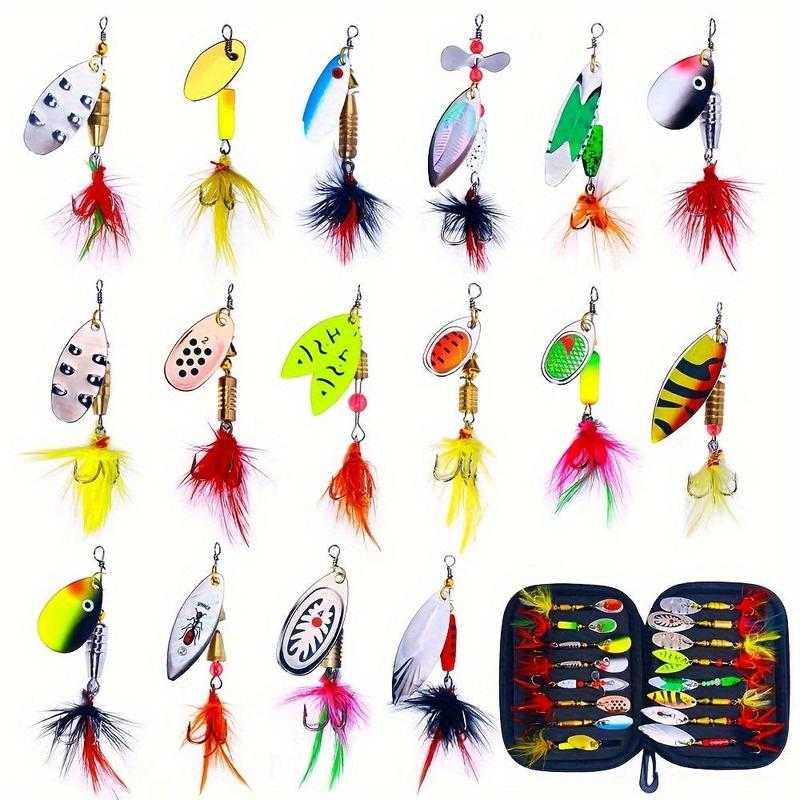 Fishing Spinning Lure Set with Storage Bag (1 Box), Spinning Lures with Hooks, Outdoor Fishing Accessories for Fishing Enthusiasts, Fishing Gear