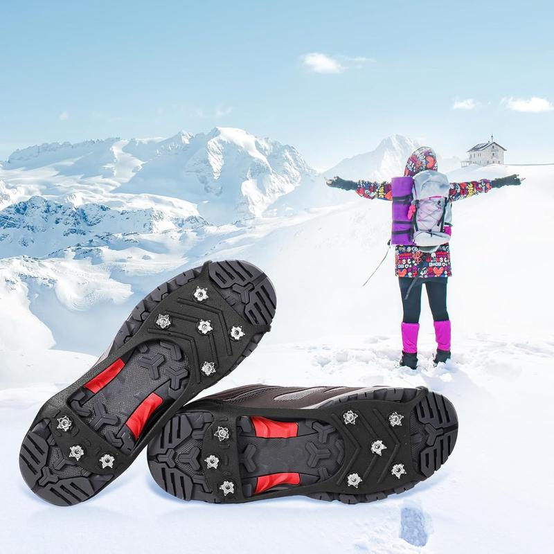 Crampons Spikes, Ice Cleats Non Slip Gripper Spikes with 8 Steel Studs Traction Cleats Grips for Boots Shoes Climbing Mountaineering Hiking Walking on Ice Snow