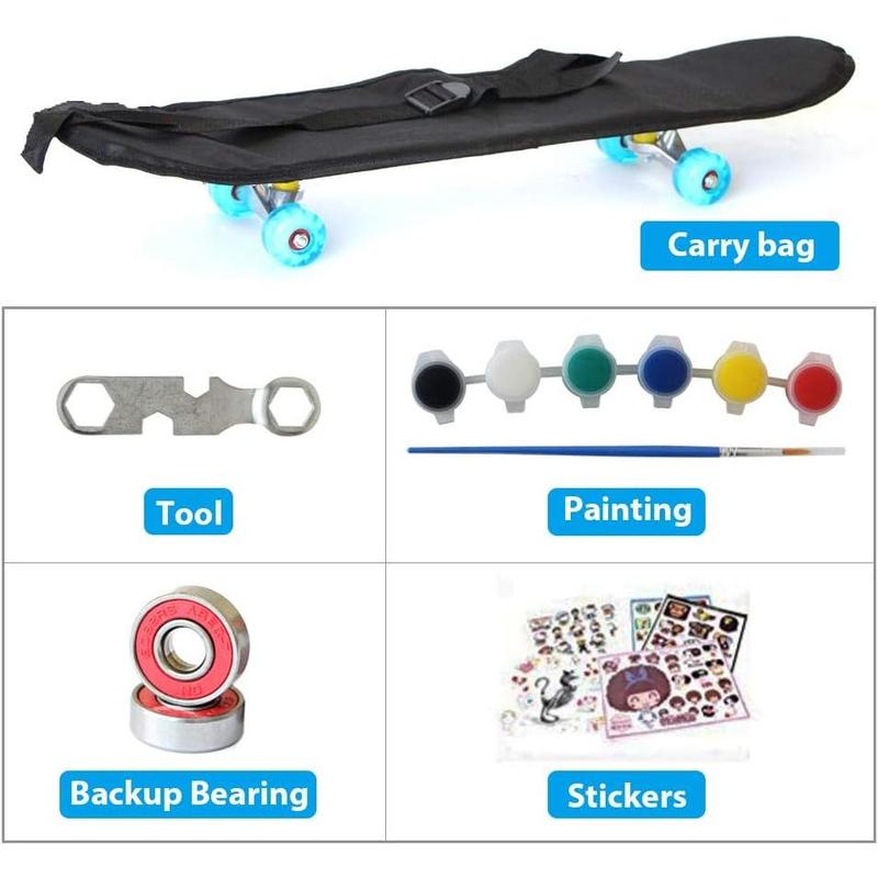 Complete Skateboards- Standard Skateboards for Beginners Kids Boys Girls Teenager- 31''x 8''Canadian Maple Cruiser Pro Skate Board, Skateboards